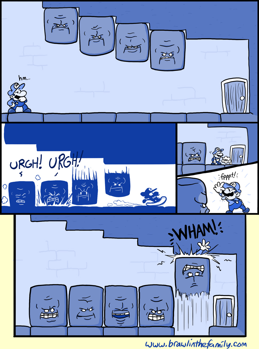 Really, the whole castle's made of Thwomps.  You were doomed the moment you stepped in, Mario.